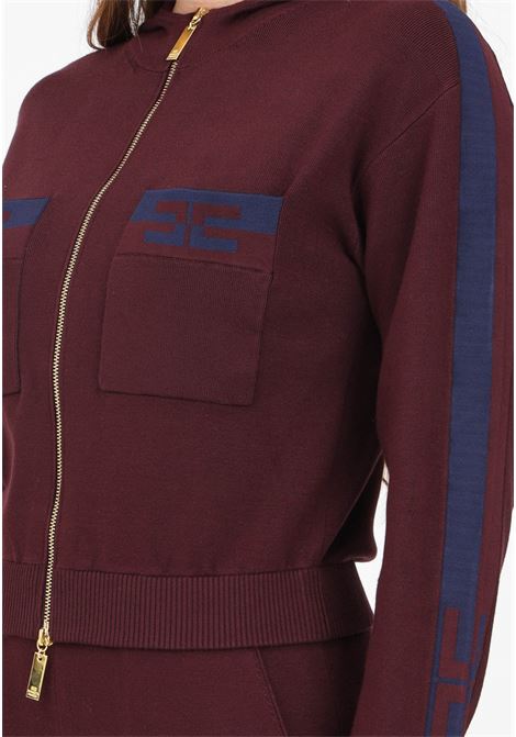 Felpa cropped con zip bordeaux da donna ELISABETTA FRANCHI | MK56S46E2CN9